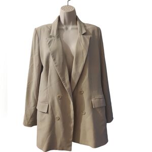 Rachel Zoe OVERSIZED Blazer Beige Open Front Size M NWOT